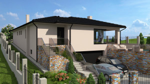 Dom s bazénom, 3d vizualizácia vyhotovená na základe projektu.