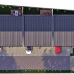 Letecký pohľad na 3D vizualizáciu zástavby rodinných domov