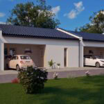 Parkovacie miesta pred rodinnými domami – 3D vizualizácia exteriéru