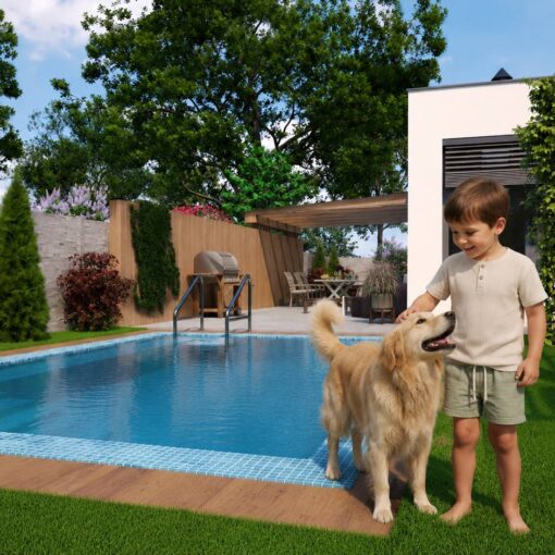 3d vizualizácia rodinného domu s bazénom